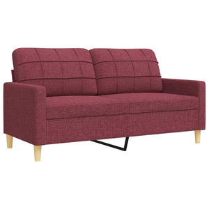 vidaXL 3-Piece Sofa Set with Decorative Pillows Wine Red Fabric