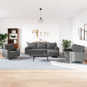 vidaXL 4-piece Sofa Set with Footrest & Decorative Pillows Dark Gray Fabric