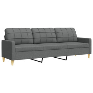 vidaXL 4-piece Sofa Set with Footrest & Decorative Pillows Dark Gray Fabric