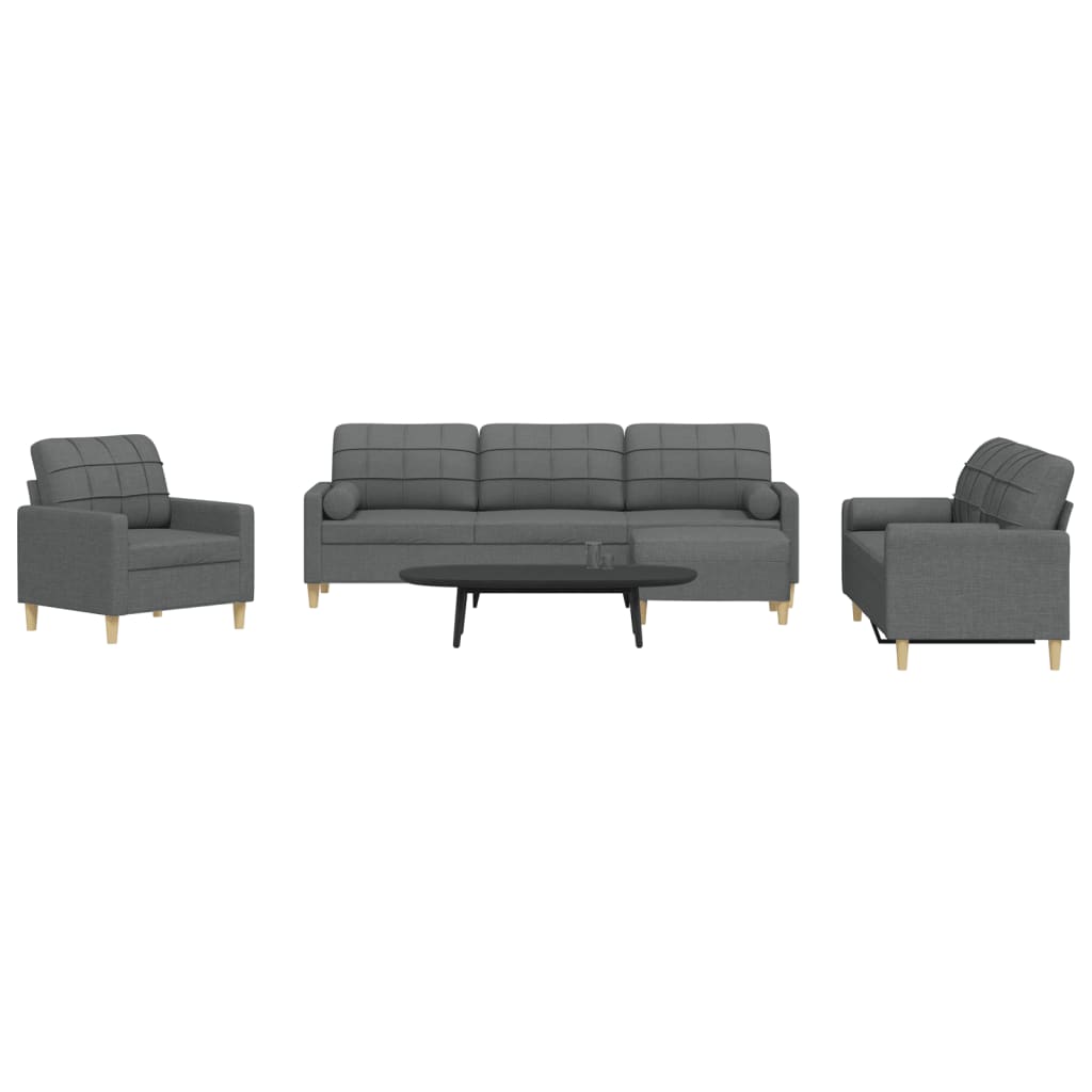vidaXL 4-piece Sofa Set with Footrest & Decorative Pillows Dark Gray Fabric