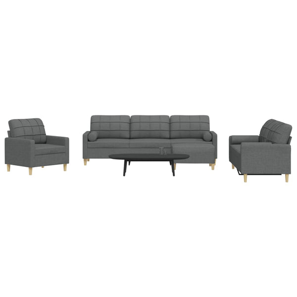 vidaXL 4-piece Sofa Set with Footrest & Decorative Pillows Dark Gray Fabric