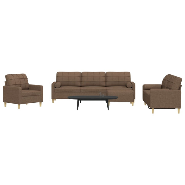 vidaXL 4-piece Sofa Set with Footstool & Decorative Pillows Brown Fabric