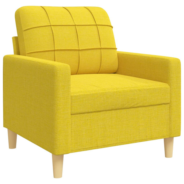 vidaXL 4-Piece Sofa Set with Footstool & Decorative Pillows Light Yellow Fabric