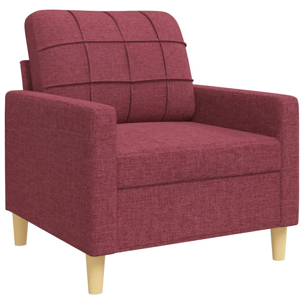 vidaXL 4-Piece Sofa Set with Footrest & Decorative Pillows Wine Red Fabric