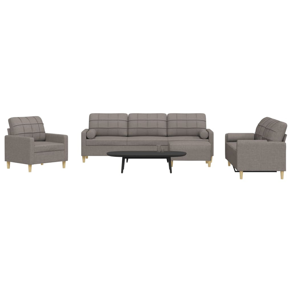 vidaXL 4-piece Sofa Set with Footstool & Decorative Pillows Taupe Fabric