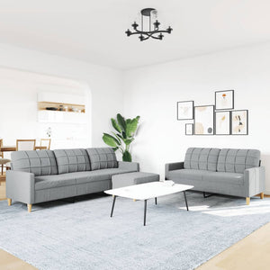 vidaXL 3-Piece Sofa Set with Footstool Light Gray Fabric