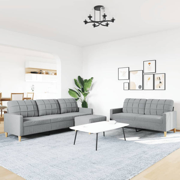 vidaXL 3-Piece Sofa Set with Footstool Light Gray Fabric