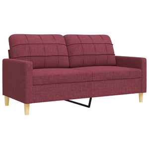 vidaXL 3-piece Sofa Set with Footrest Wine Red Fabric