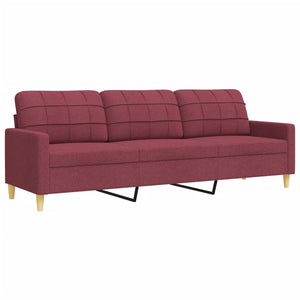vidaXL 3-piece Sofa Set with Footrest Wine Red Fabric