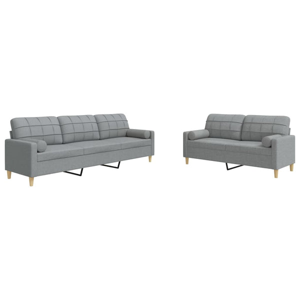 vidaXL 2-Piece Sofa Set with Decorative Pillows Light Grey Fabric