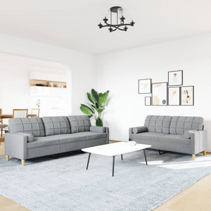 vidaXL 2-Piece Sofa Set with Decorative Pillows Light Grey Fabric