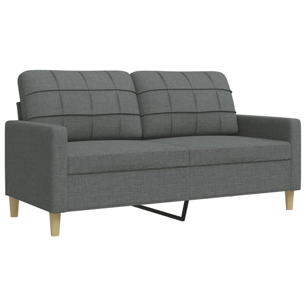 vidaXL 2-Piece Sofa Set with Throw Pillows Dark Grey Fabric
