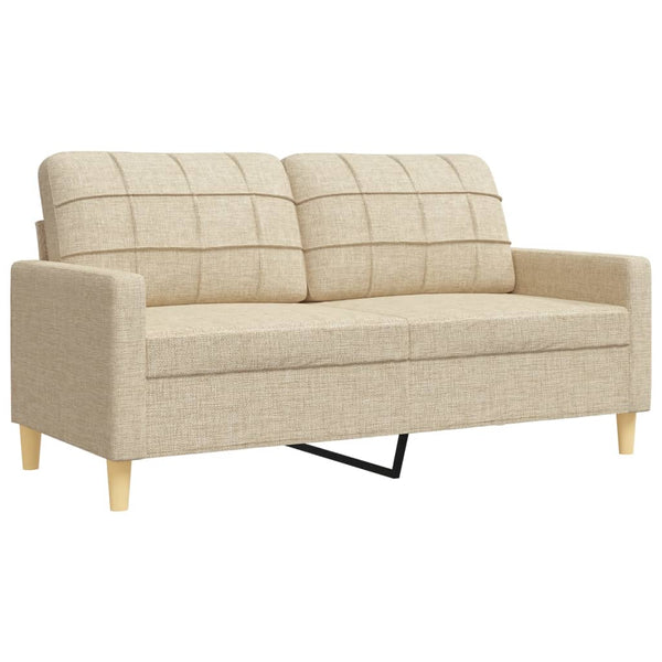 vidaXL 2-Piece Sofa Set with Decorative Pillows Cream Fabric