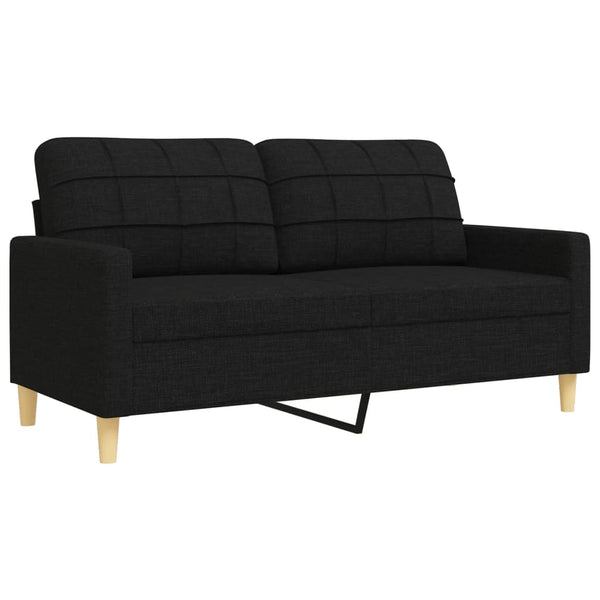 vidaXL 2-Piece Sofa Set with Throw Pillows Black Fabric