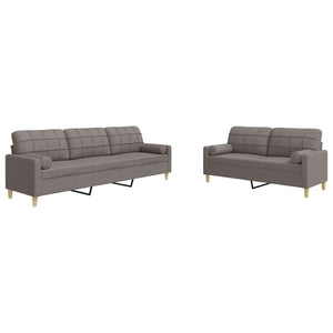 vidaXL 2-Seater Sofa Set with Decorative Cushions Taupe Fabric