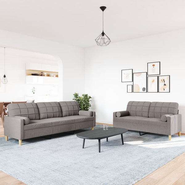 vidaXL 2-Seater Sofa Set with Decorative Cushions Taupe Fabric