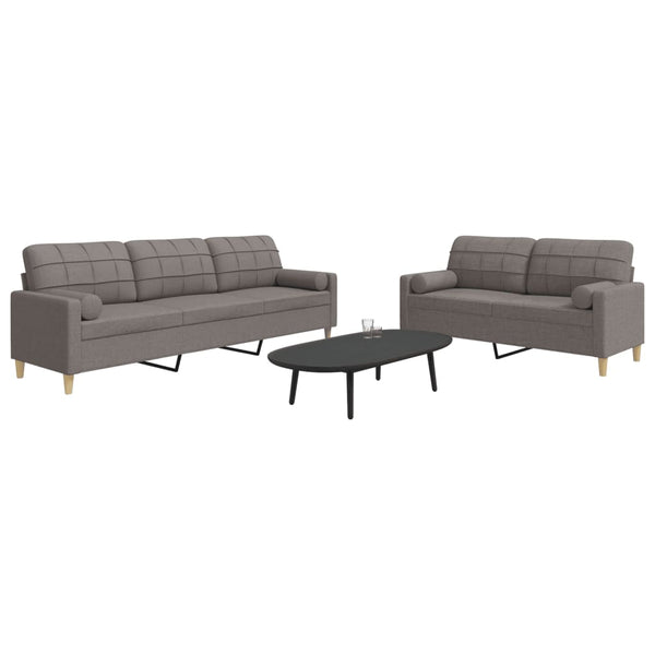vidaXL 2-Seater Sofa Set with Decorative Cushions Taupe Fabric