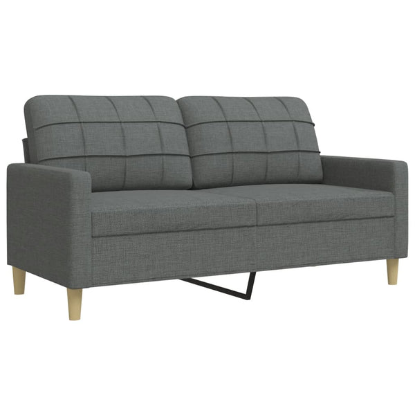 vidaXL 3-Piece Sofa Set with Footstool & Decorative Pillows Dark Grey Fabric