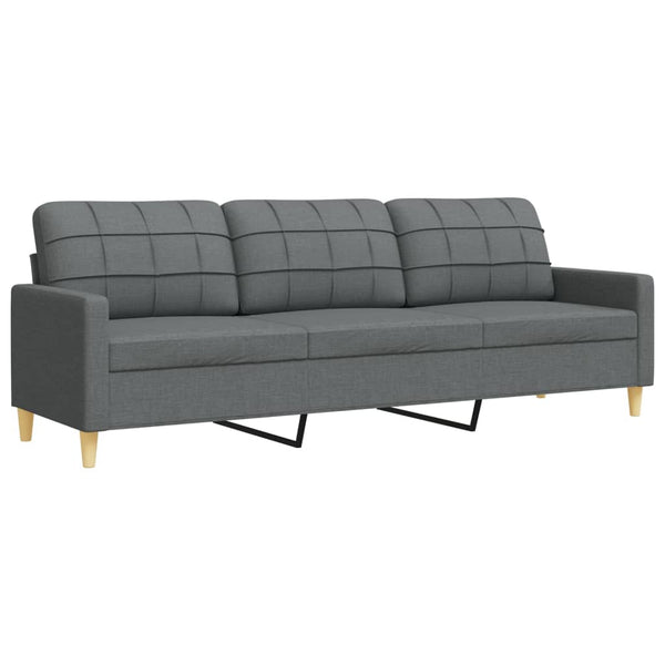 vidaXL 3-Piece Sofa Set with Footstool & Decorative Pillows Dark Grey Fabric