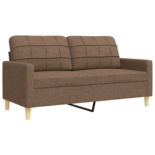 vidaXL 3-Piece Sofa Set with Ottoman & Decorative Pillows Brown Fabric