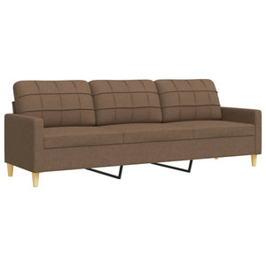 vidaXL 3-Piece Sofa Set with Ottoman & Decorative Pillows Brown Fabric