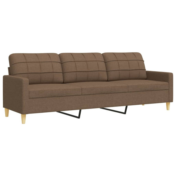 vidaXL 3-Piece Sofa Set with Ottoman & Decorative Pillows Brown Fabric