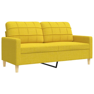 vidaXL 3-Piece Sofa Set with Footstool & Decorative Pillows Light Yellow Fabric