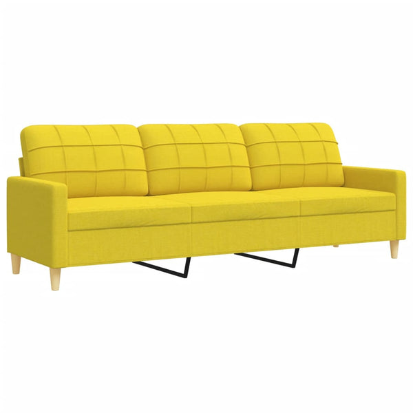 vidaXL 3-Piece Sofa Set with Footstool & Decorative Pillows Light Yellow Fabric