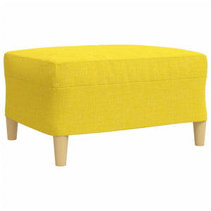 vidaXL 3-Piece Sofa Set with Footstool & Decorative Pillows Light Yellow Fabric