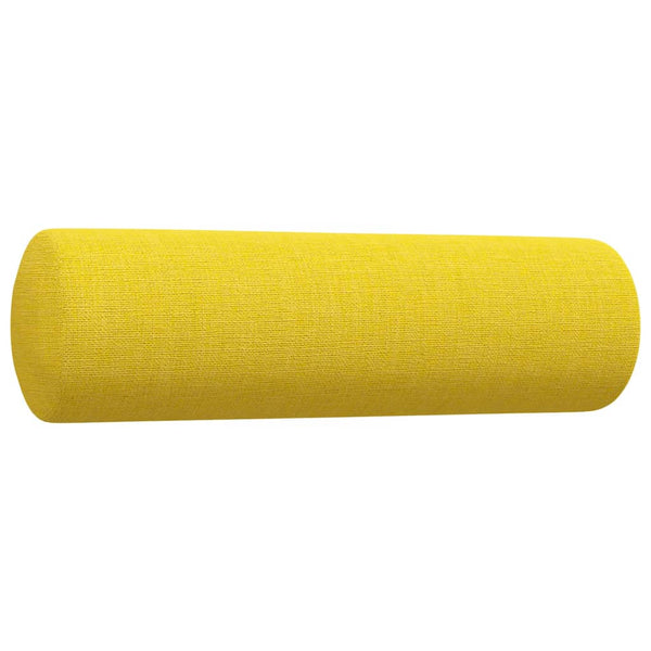 vidaXL 3-Piece Sofa Set with Footstool & Decorative Pillows Light Yellow Fabric