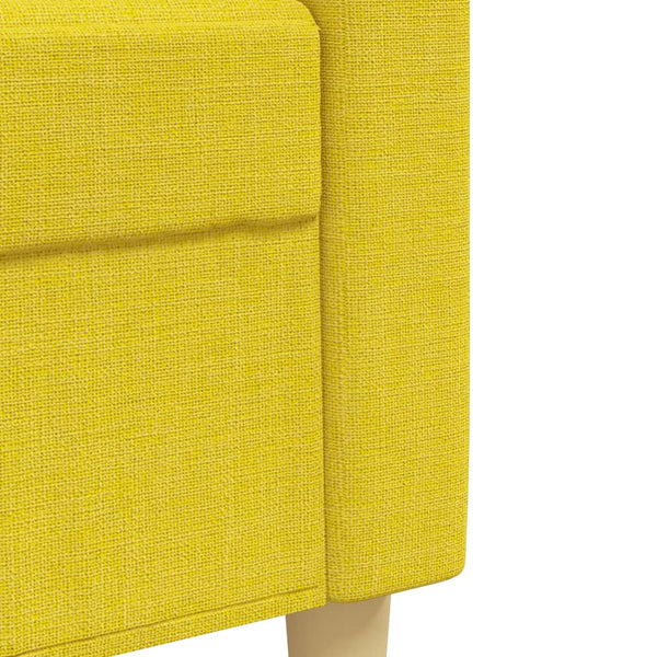 vidaXL 3-Piece Sofa Set with Footstool & Decorative Pillows Light Yellow Fabric