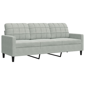 vidaXL 3-Piece Sofa Set with Cushions and Bolsters Light Grey Velvet