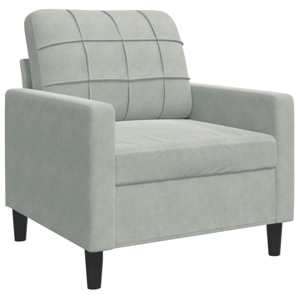 vidaXL 3-Piece Sofa Set with Cushions and Bolsters Light Grey Velvet
