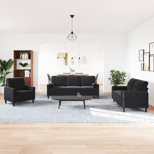 vidaXL 3-Piece Sofa Set with Cushions and Bolsters Black Velvet