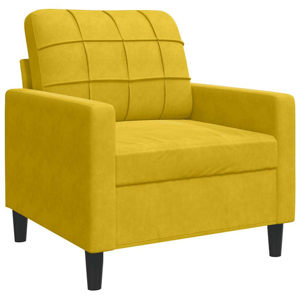 vidaXL 3-Piece Sofa Set with Cushions and Bolster Pillows Yellow Velvet