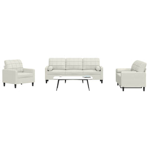 vidaXL 3-Piece Sofa Set with Cushions and Bolsters Cream Velvet