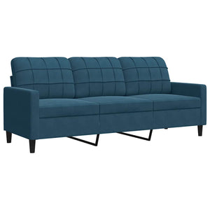 vidaXL 3-Piece Sofa Set with Cushions and Bolsters Blue Velvet