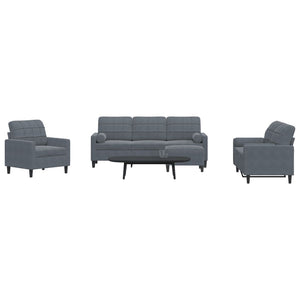 vidaXL 4-Piece Sofa Set with Cushions and Bolsters Dark Grey Velvet