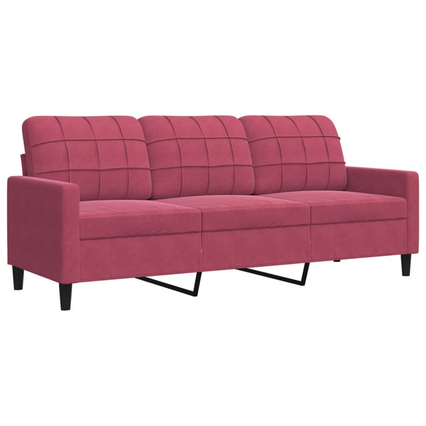 vidaXL 4-Piece Sofa Set with Cushions and Bolsters Wine Red Velvet