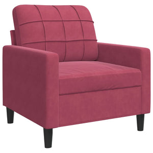 vidaXL 4-Piece Sofa Set with Cushions and Bolsters Wine Red Velvet