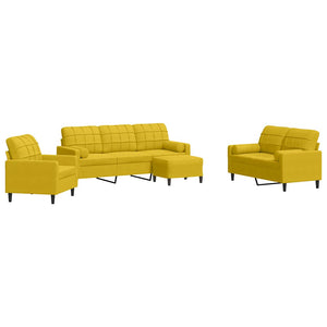 vidaXL 4-Piece Sofa Set with Cushions and Bolsters Yellow Velvet