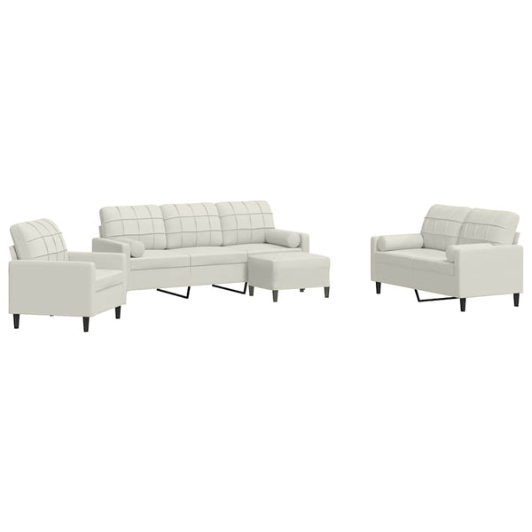 vidaXL 4-piece Sofa Set with Cushions and Bolsters Cream Velvet