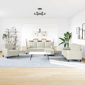 vidaXL 4-piece Sofa Set with Cushions and Bolsters Cream Velvet
