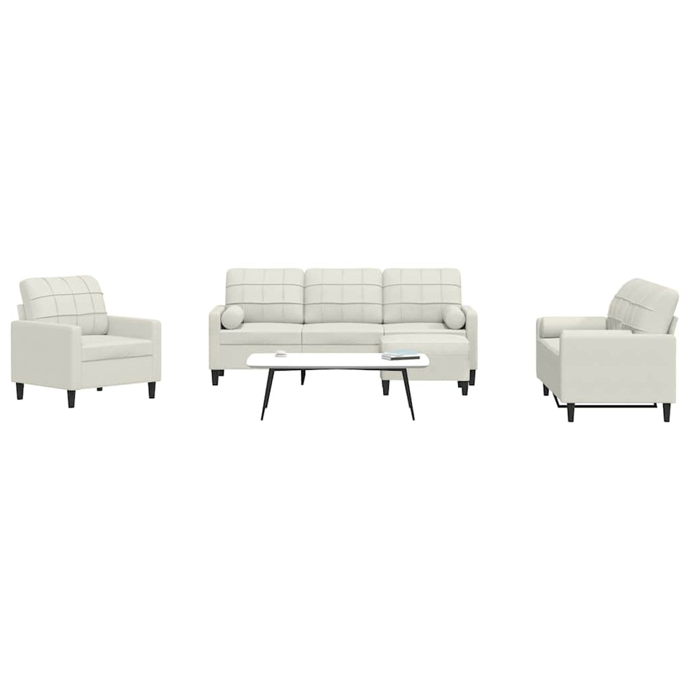 vidaXL 4-piece Sofa Set with Cushions and Bolsters Cream Velvet