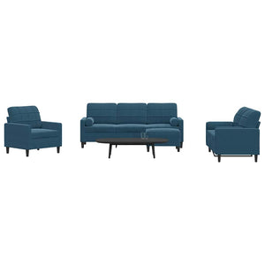 vidaXL 4-Piece Sofa Set with Cushions and Bolsters Blue Velvet