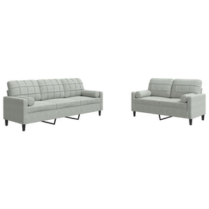 vidaXL 2-Piece Sofa Set with Cushions and Bolsters Light Grey Velvet