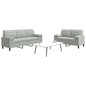 vidaXL 2-Piece Sofa Set with Cushions and Bolsters Light Grey Velvet