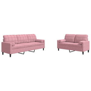 vidaXL 2-Piece Sofa Set with Pillows and Bolsters Pink Velvet