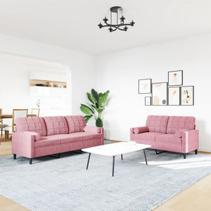 vidaXL 2-Piece Sofa Set with Pillows and Bolsters Pink Velvet