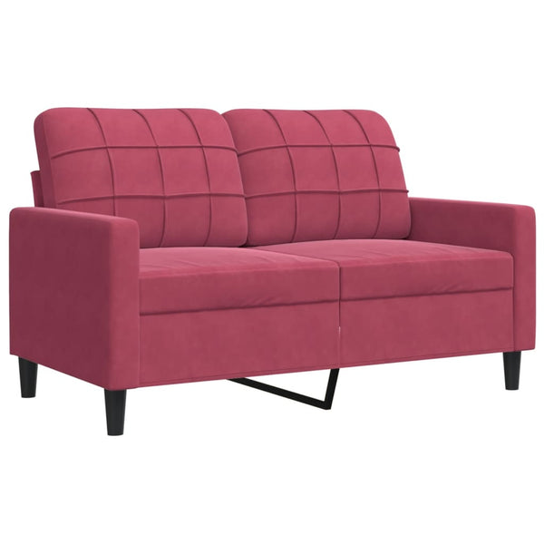 vidaXL 2-Piece Sofa Set with Cushions and Bolsters Wine Red Velvet